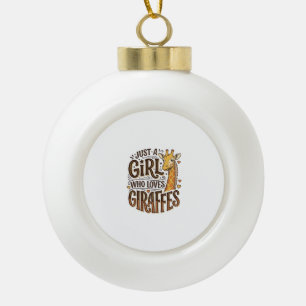 Just a Girl Who Loves Giraffes Vintage T-Shirt Des Ceramic Ball Christmas Ornament