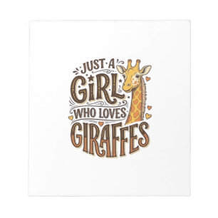 Just a Girl Who Loves Giraffes Vintage T-Shirt Des Notepad