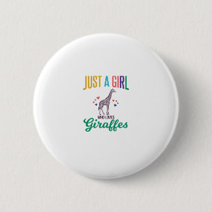 Just a Girl Who Loves Giraffes Vintage Vector Desi 6 Cm Round Badge
