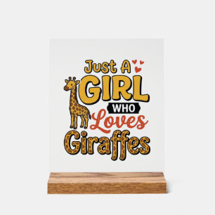 Just A Girl Who Loves Giraffes Vintage Vector Desi Acrylic Sign