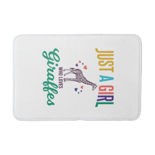 Just a Girl Who Loves Giraffes Vintage Vector Desi Bath Mat