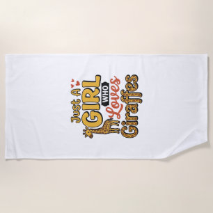 Just A Girl Who Loves Giraffes Vintage Vector Desi Beach Towel