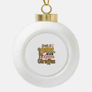 Just A Girl Who Loves Giraffes Vintage Vector Desi Ceramic Ball Christmas Ornament