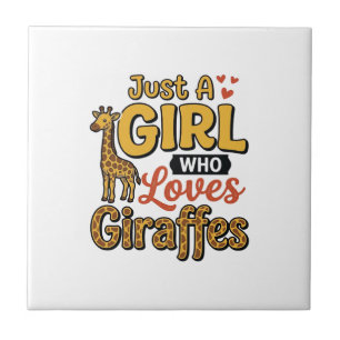 Just A Girl Who Loves Giraffes Vintage Vector Desi Ceramic Tile