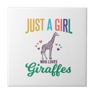 Just a Girl Who Loves Giraffes Vintage Vector Desi Ceramic Tile