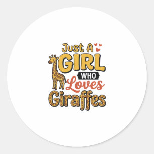 Just A Girl Who Loves Giraffes Vintage Vector Desi Classic Round Sticker