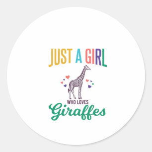 Just a Girl Who Loves Giraffes Vintage Vector Desi Classic Round Sticker