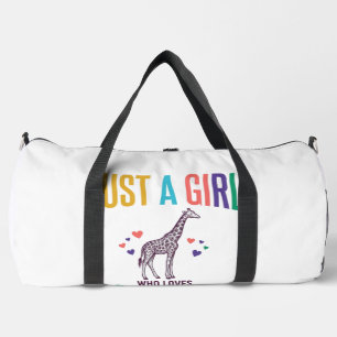 Just a Girl Who Loves Giraffes Vintage Vector Desi Duffle Bag