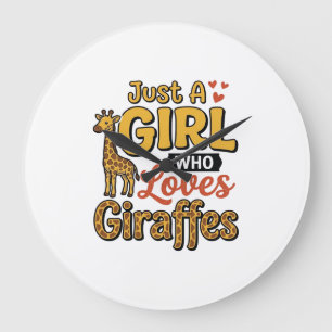 Just A Girl Who Loves Giraffes Vintage Vector Desi Large Clock