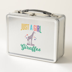 Just a Girl Who Loves Giraffes Vintage Vector Desi Metal Lunch Box