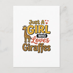 Just A Girl Who Loves Giraffes Vintage Vector Desi Postcard