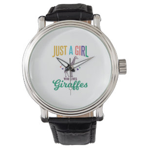 Just a Girl Who Loves Giraffes Vintage Vector Desi Watch