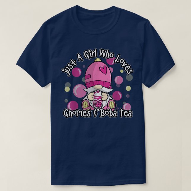 Just A Girl Who Loves Gnomes & Boba Tea Bubble Tea T-Shirt (Design Front)