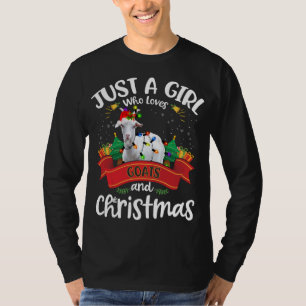 Just A Girl Who Loves Goats And Christmas Santa Ha T-Shirt