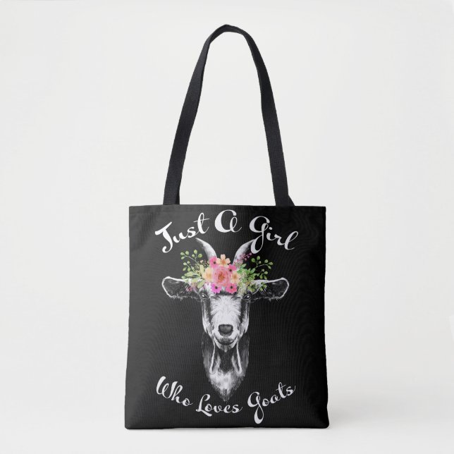 Just a Girl who loves Goats Farmer Women Goat Tote Bag (Front)