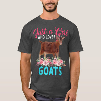 Just A Girl Who Loves Goats Floral Flower Goat Far T-Shirt