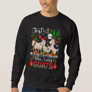 Just A Girl Who Loves Goats Three Santa Reindeer E Sweatshirt