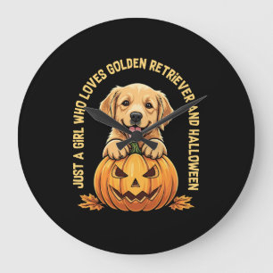 Just a Girl Who Loves Golden Retrievers Large Clock