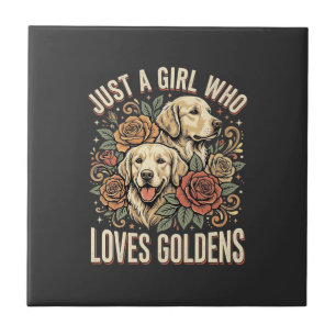 Just a Girl Who Loves Goldens Ceramic Tile
