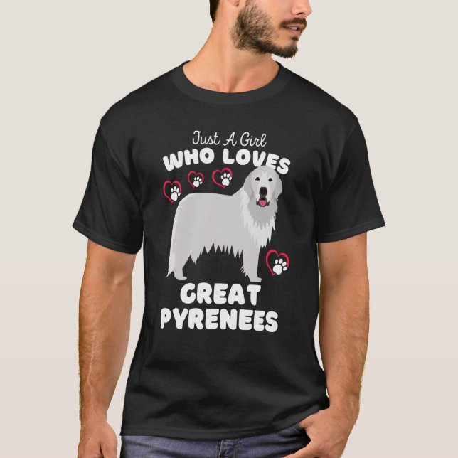 Just A Girl Who Loves Great Pyrenees Cute Dog Kids T-Shirt (Front)