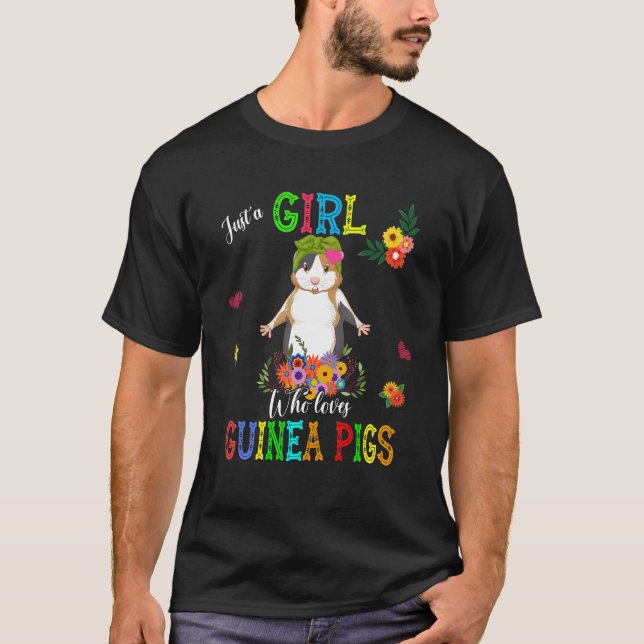 Just A Girl Who Loves Guinea Pigs Cute Rodent Head T-Shirt (Front)