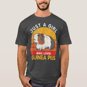 Just A Girl Who Loves Guinea Pigs Lover Wheek Retr T-Shirt