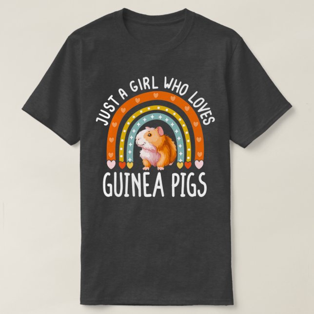 Just A Girl Who Loves Guinea Pigs Rainbow Cute Cav T-Shirt (Design Front)