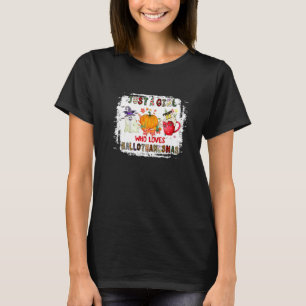 Just a Girl Who Loves Hallothanksmas Halloween Wom T-Shirt
