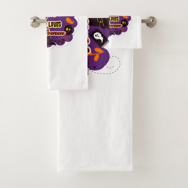 Just A Girl Who Loves Halloween Bath Towel Set (Insitu)