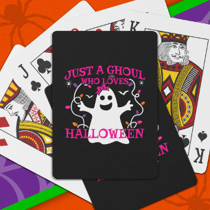 Just A Girl Who Loves Halloween Cute Pink Ghost Playing Cards