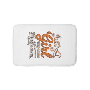 Just a Girl Who Loves Halloween Vector Design_1 Bath Mat