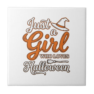 Just a Girl Who Loves Halloween Vector Design_1 Ceramic Tile