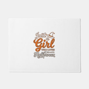 Just a Girl Who Loves Halloween Vector Design_1 Doormat