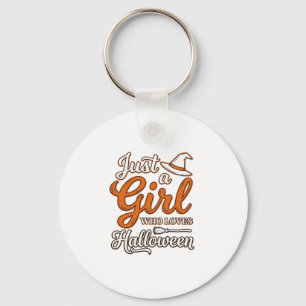 Just a Girl Who Loves Halloween Vector Design_1 Key Ring