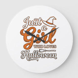 Just a Girl Who Loves Halloween Vector Design_1 Large Clock