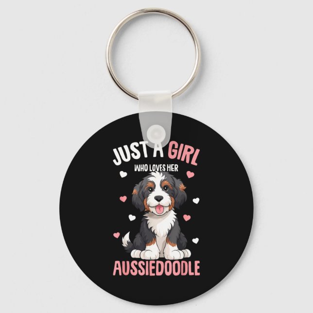Just A Girl Who Loves Her Aussiedoodle Aussie Dood Key Ring (Front)