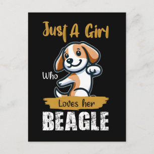 Just a girl who loves her beagle typography tshirt holiday postcard