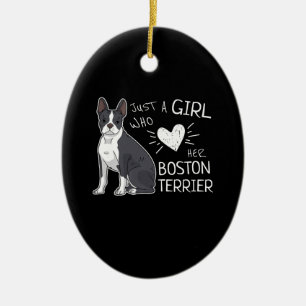 Just A Girl Who Loves Her Boston Terrier Premium Ceramic Ornament