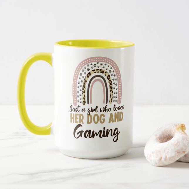 Just a Girl who loves her Dog and Gaming Mug (With Donut)