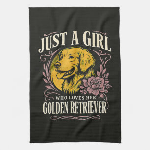 Just a Girl Who Loves Her Golden Retriever Tea Towel
