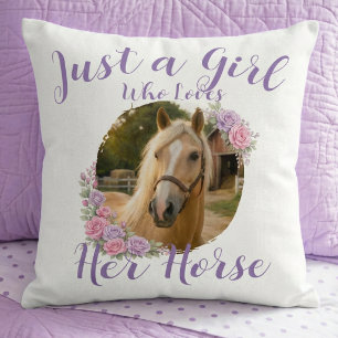 Just A Girl Who Loves Her Horse Purple Cushion