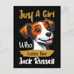 Just a girl who loves her jack russell typography holiday postcard