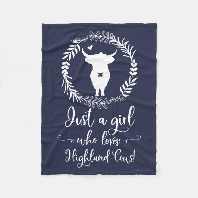 Just A Girl Who Loves Highland Cows Silhouette Fleece Blanket (Front)