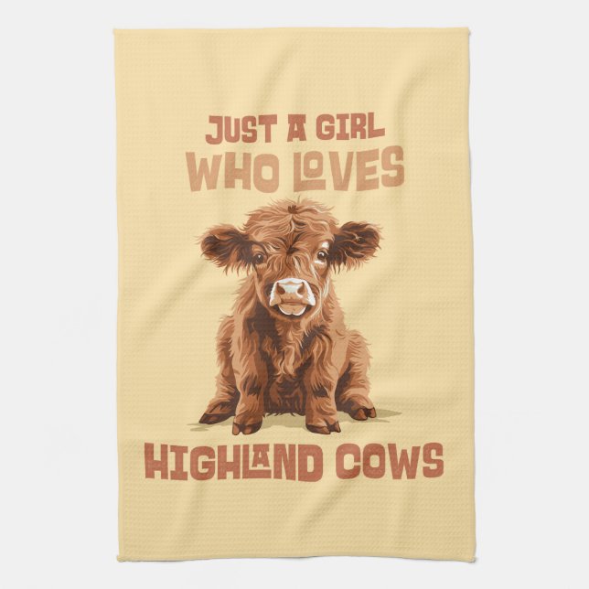 Just a girl who loves Highland Cows Tea Towel (Vertical)
