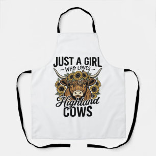 Just A Girl Who Loves Highland Cows Vintage Design Apron