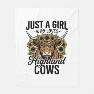 Just A Girl Who Loves Highland Cows Vintage Design Fleece Blanket