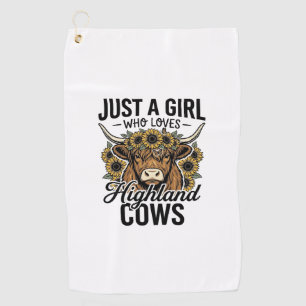 Just A Girl Who Loves Highland Cows Vintage Design Golf Towel