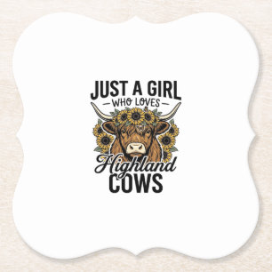 Just A Girl Who Loves Highland Cows Vintage Design Paper Coaster