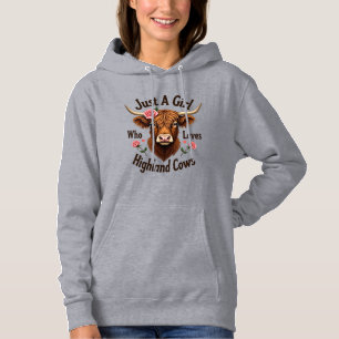 Just A Girl Who Loves Highland Cows Vintage Floral Hoodie