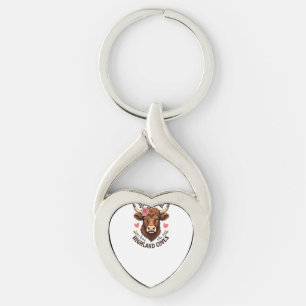 Just A Girl Who Loves Highland Cows Vintage Floral Key Ring
